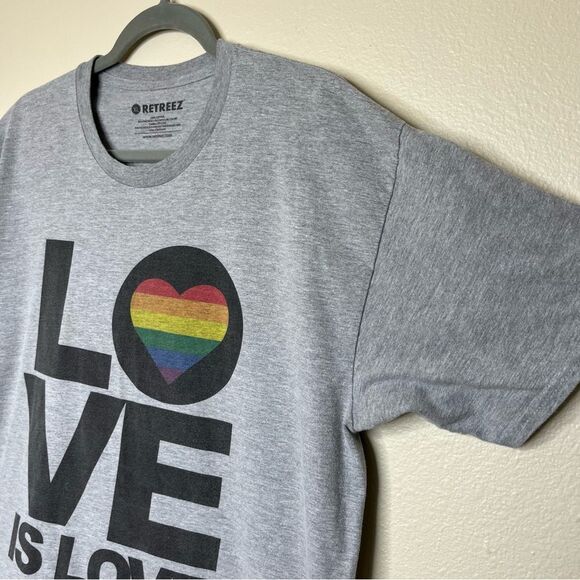 Retreez Love Is Love Heather Gray T Shirt Crew Neck Short Sleeve Unisex Size XL - Picture 4 of 12
